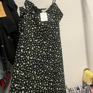 Divided Black Floral Mini Dress